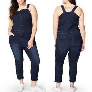 RACHEL Rachel Roy Curvy Crop Skinny Denim Overalls 14W